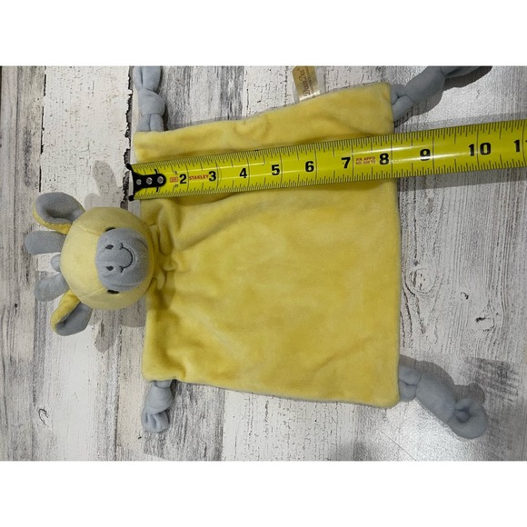 Yellow Giraffe Plush Lovey Baby Security Blanket lovey Gray Knotted Corners - Picture 7 of 7